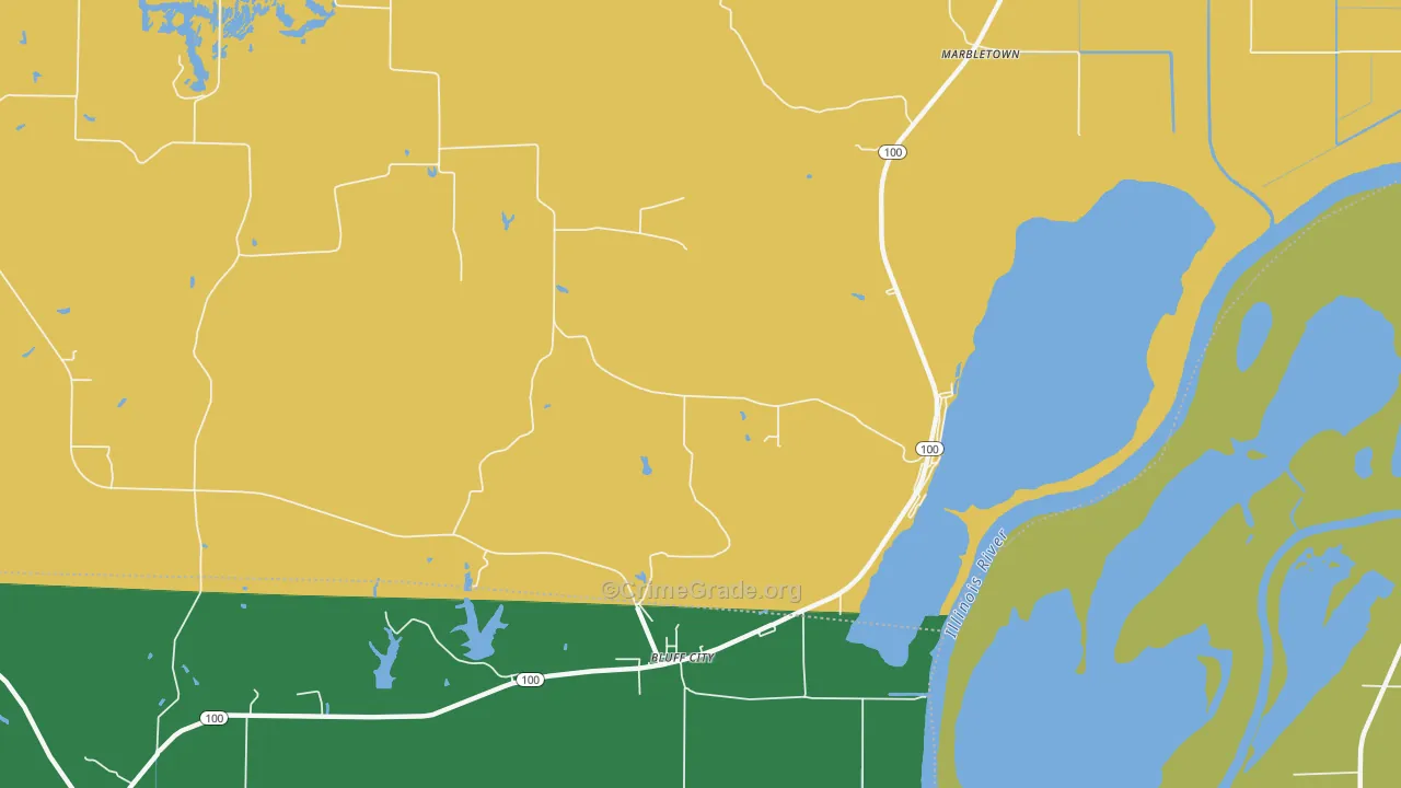 Bluff City, IL Map of Theft Rates