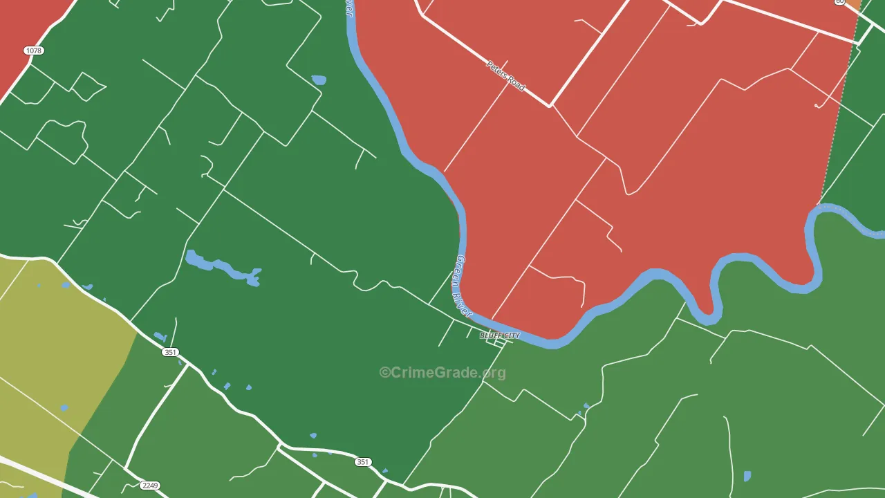Bluff City, KY Map of Theft Rates