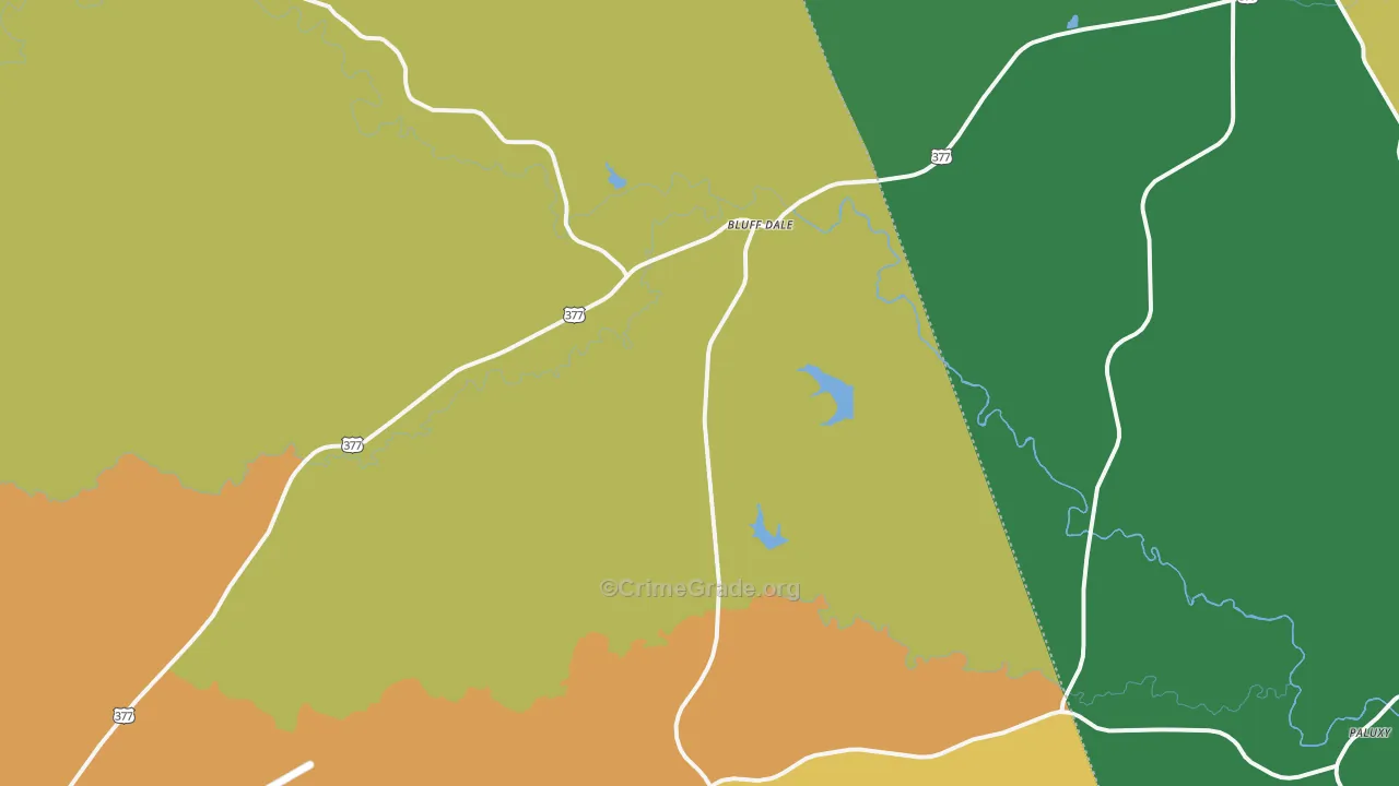 Bluff Dale, TX Map of Theft Rates