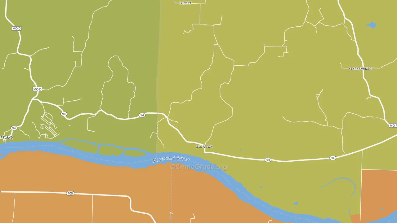 Bluffton, MO Map of Theft Rates