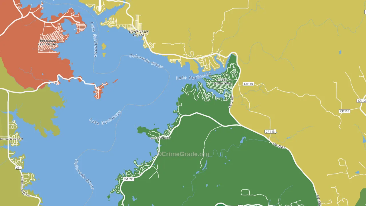 Bluffton, TX Map of Theft Rates