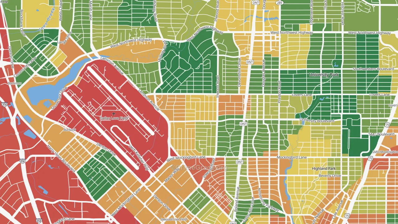 Bluffview, Dallas, TX Map of Theft Rates
