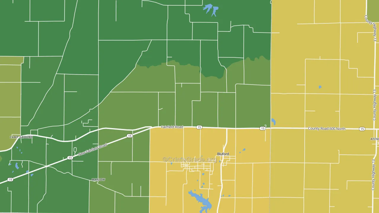 Bluford, IL Map of Theft Rates