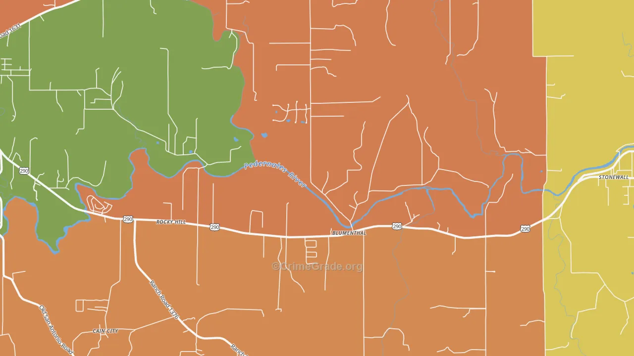 Blumenthal, TX Map of Theft Rates