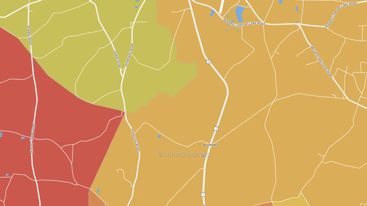 Blundale, GA Map of Theft Rates