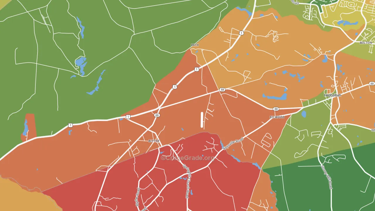 Blythe, GA Map of Theft Rates