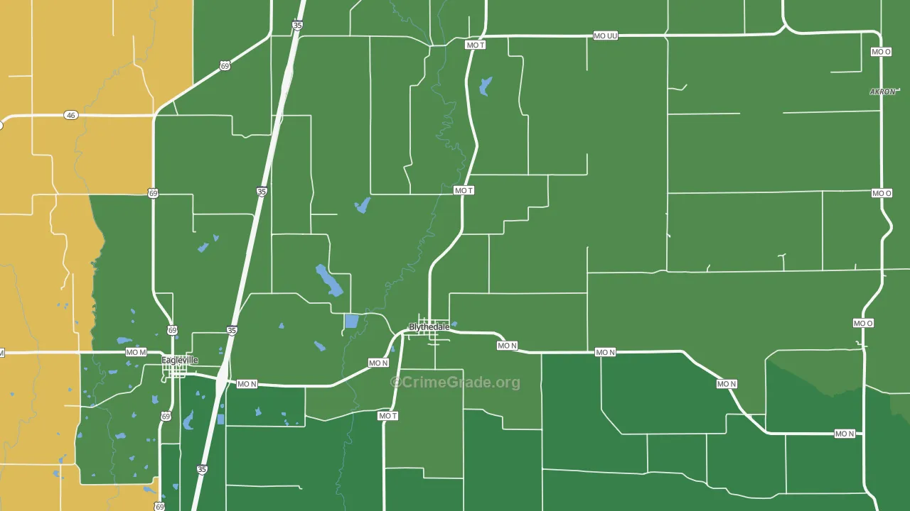 Blythedale, MO Map of Theft Rates