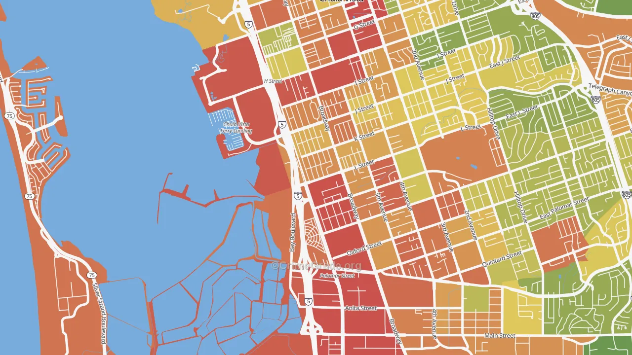 Boal, Chula Vista, CA Map of Theft Rates