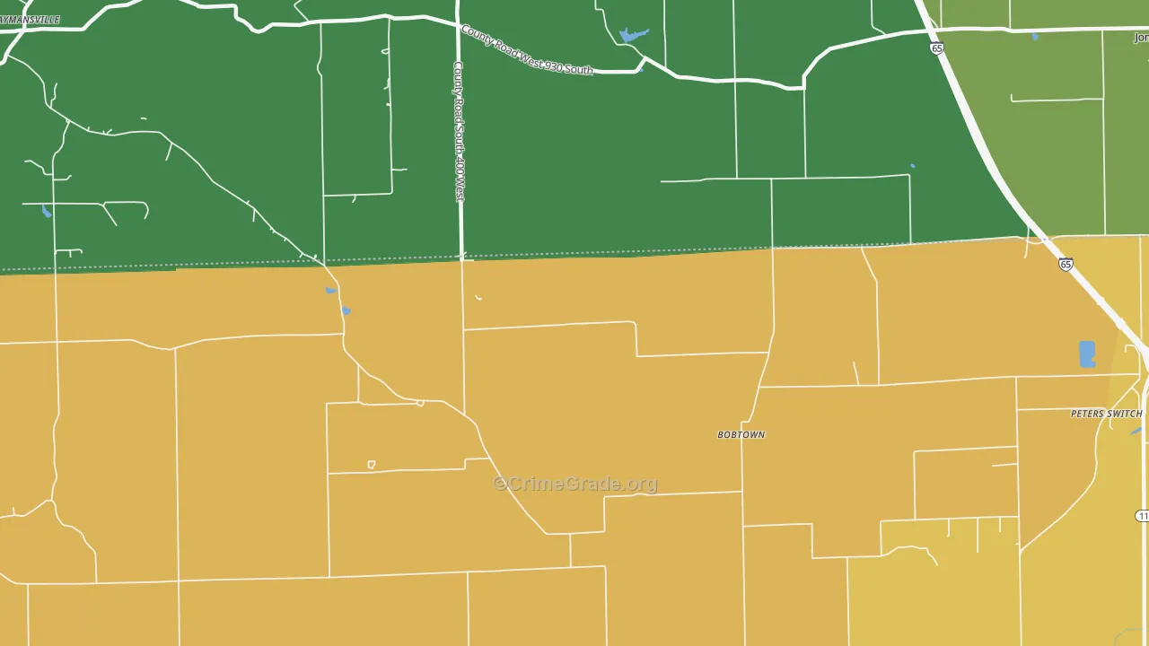 Bobtown, IN Map of Theft Rates