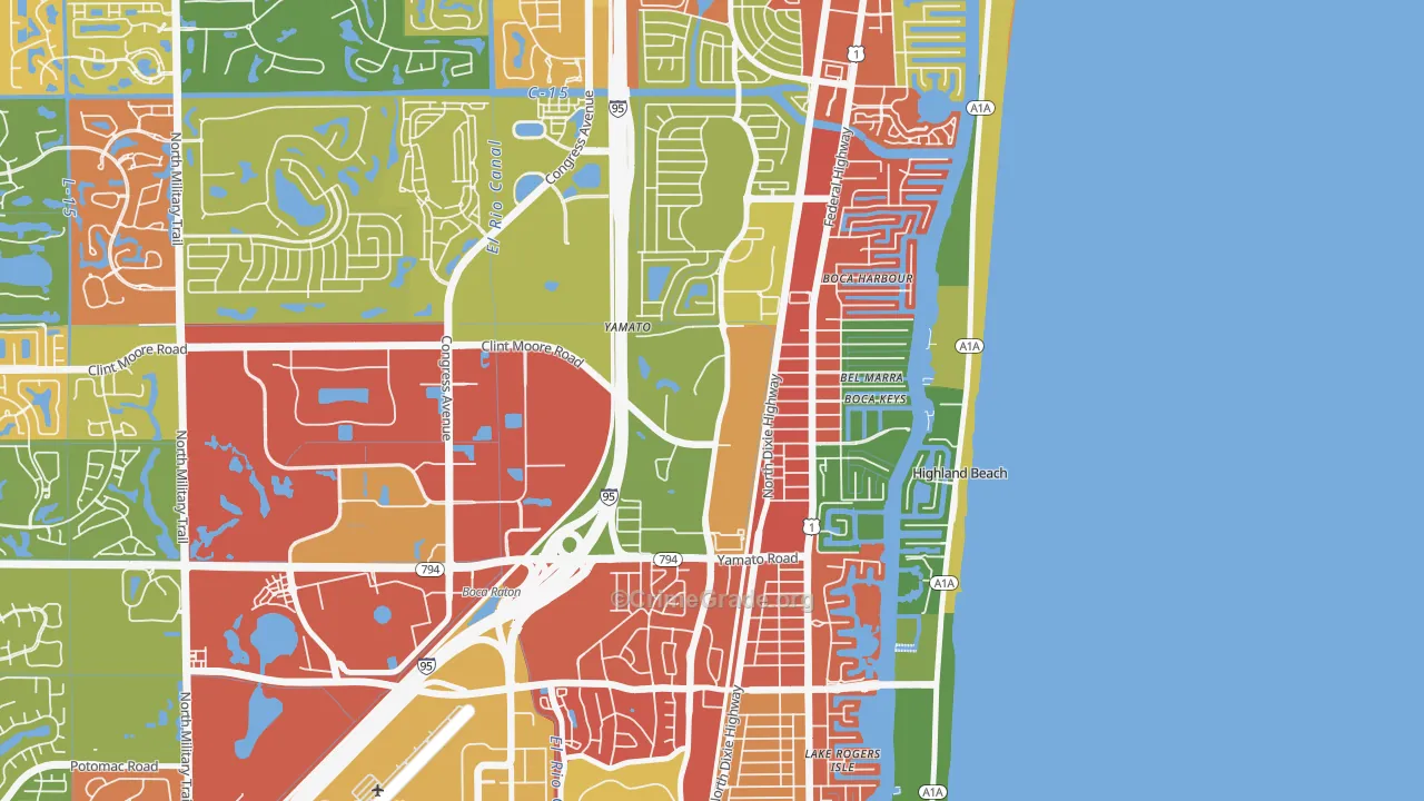 Boca Teeca, Boca Raton, FL Map of Theft Rates