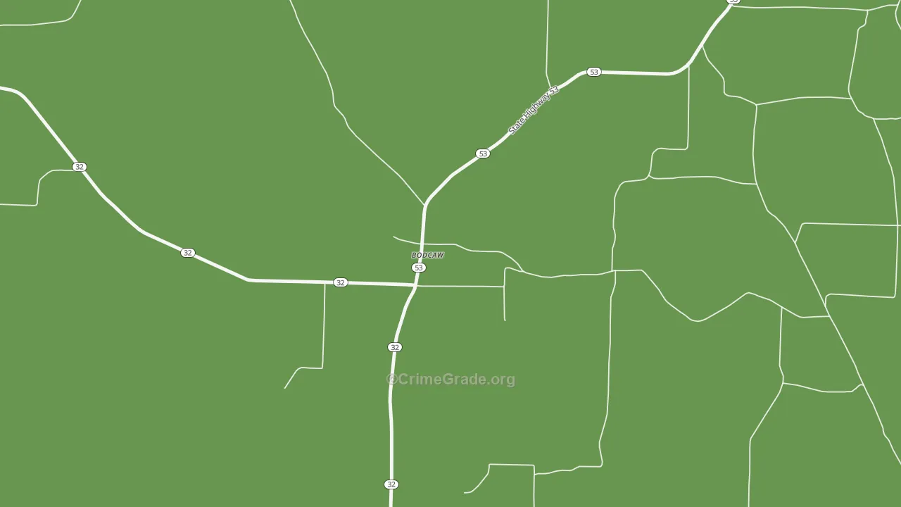Bodcaw, AR Map of Theft Rates