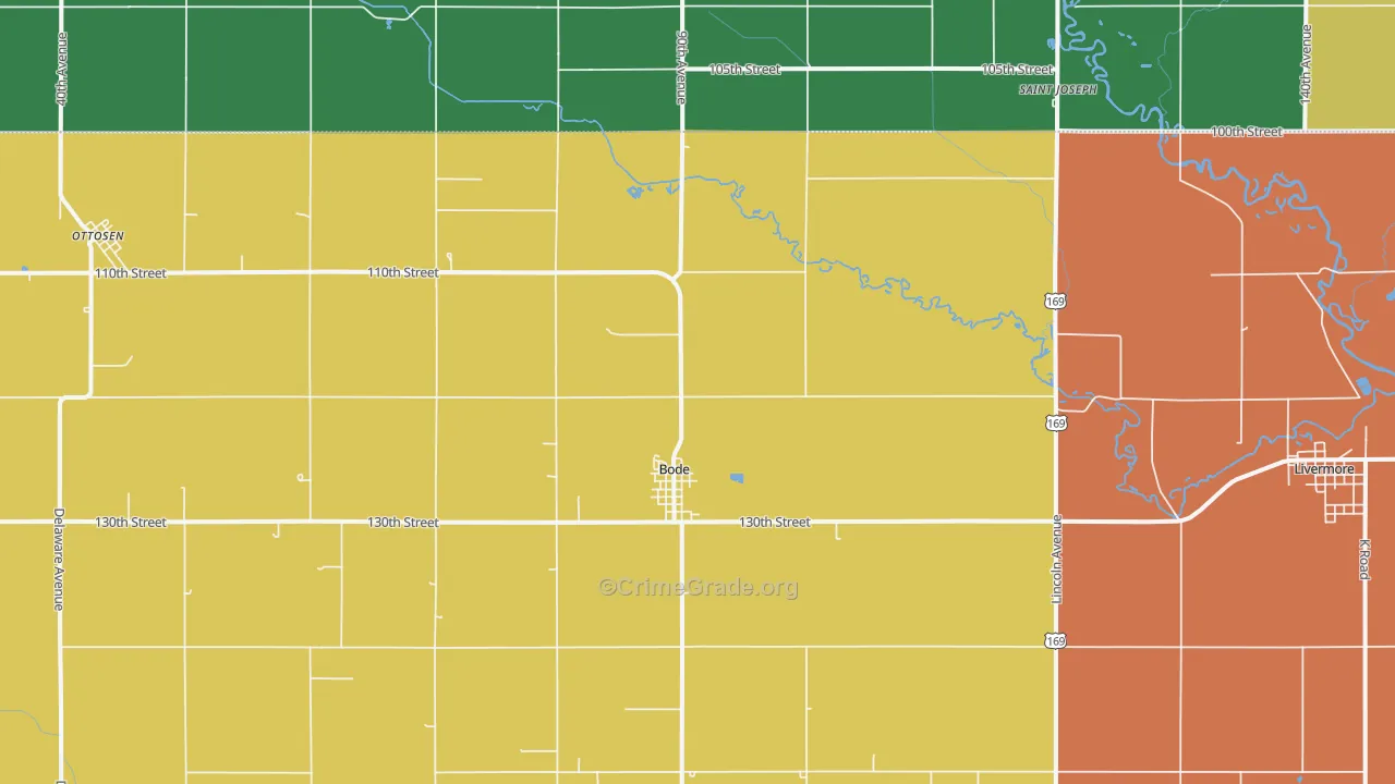 Bode, IA Map of Theft Rates