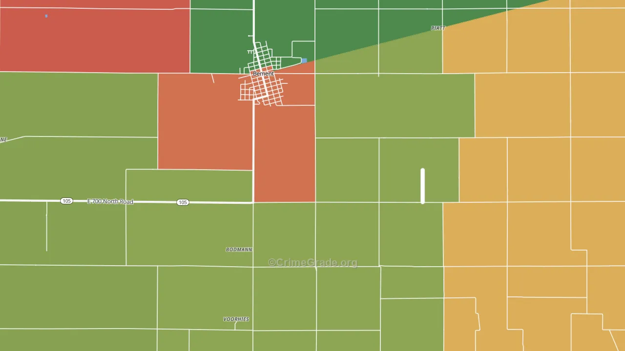Bodman, IL Map of Theft Rates