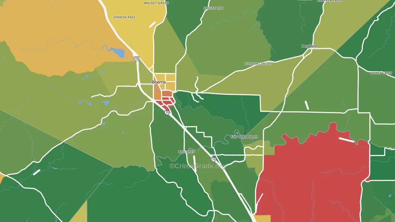Boerne, TX Map of Theft Rates