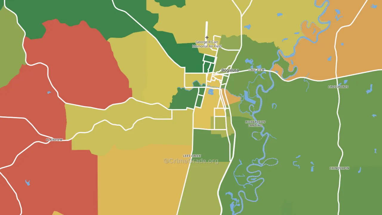 Bogalusa, LA Map of Theft Rates