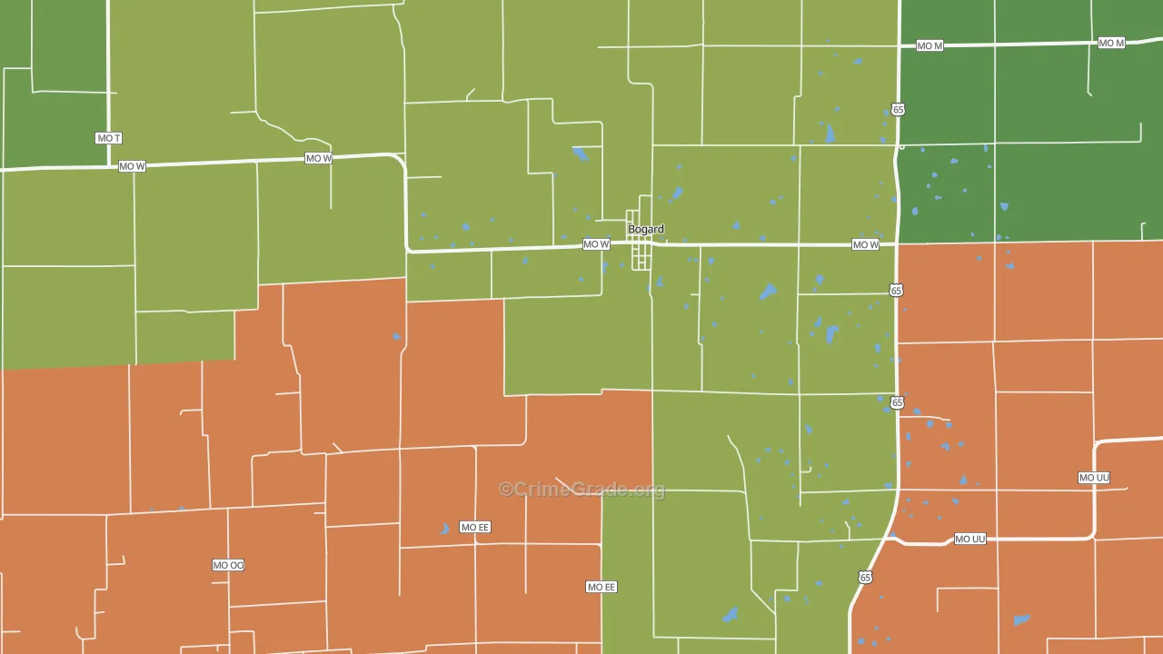 Bogard, MO Map of Theft Rates