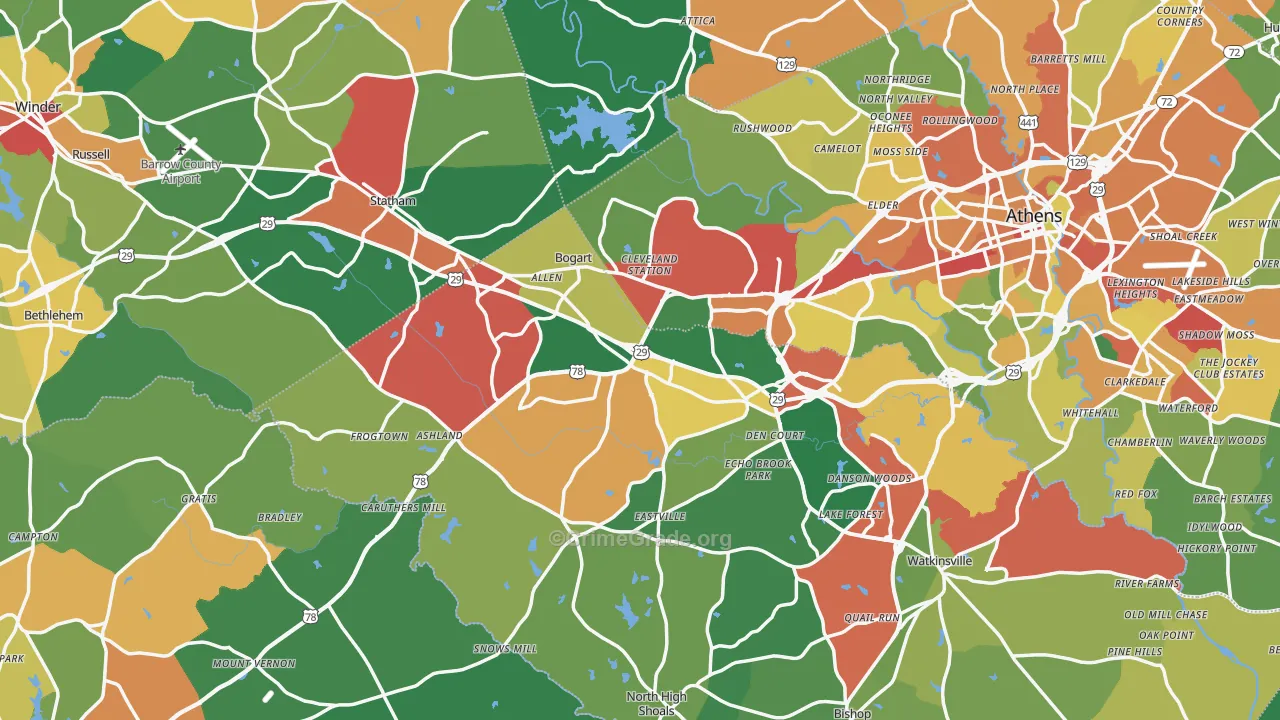 Bogart, GA Map of Theft Rates