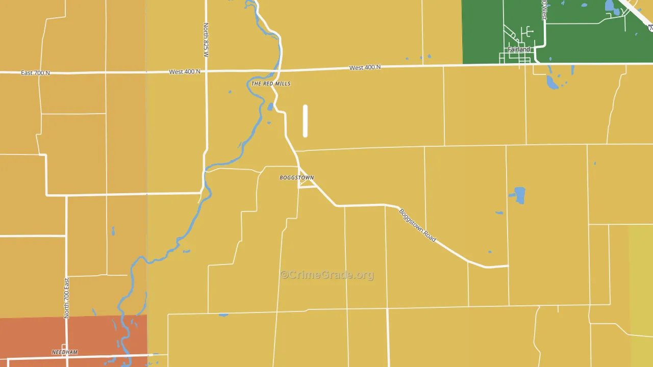 Boggstown, IN Map of Theft Rates
