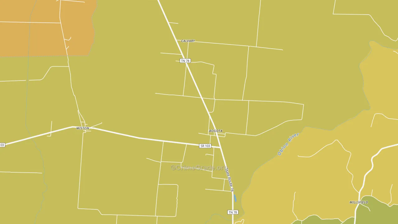 Bogota, TN Map of Theft Rates