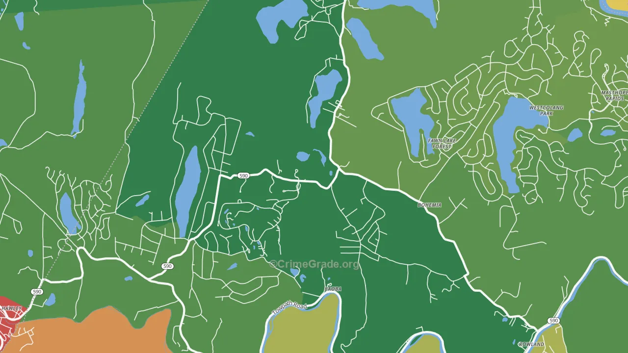 Bohemia, PA Map of Theft Rates