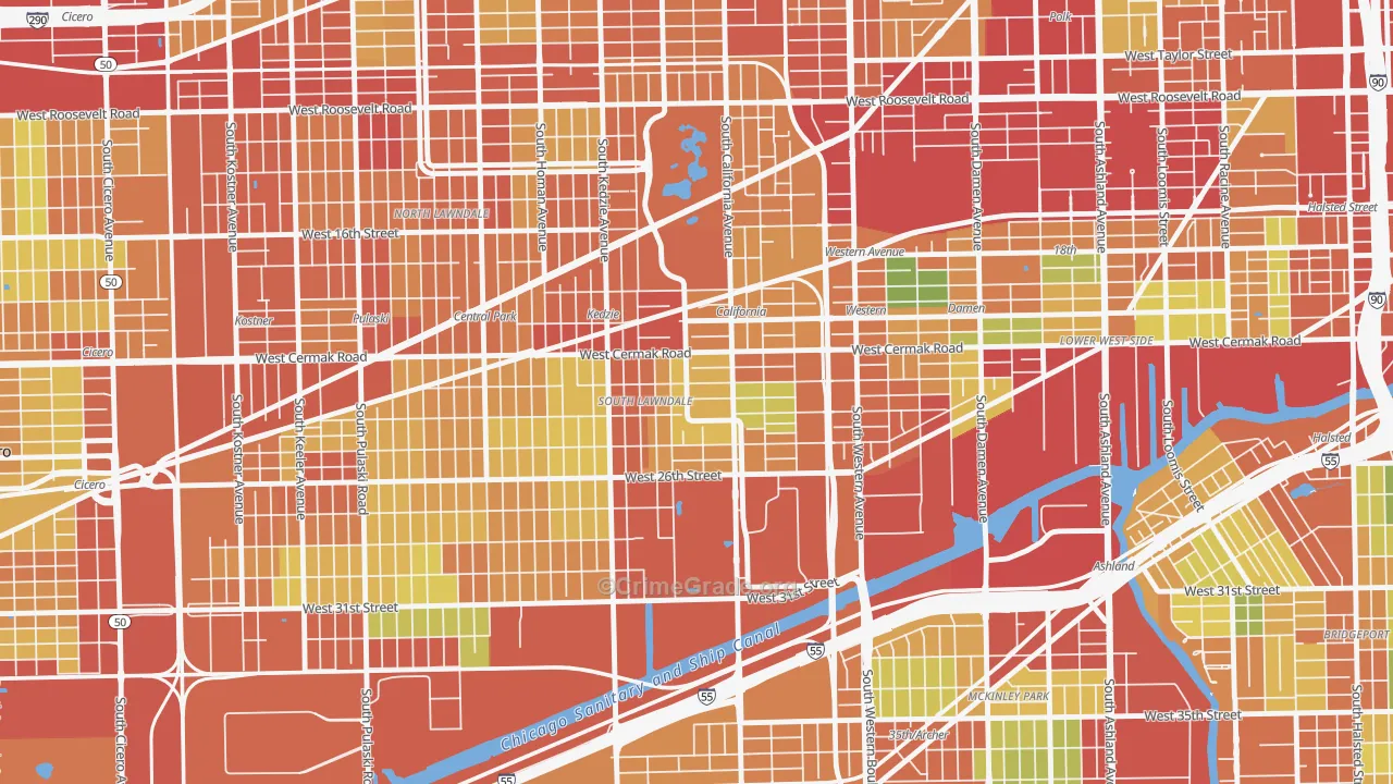 Bohemian California, Chicago, IL Map of Theft Rates