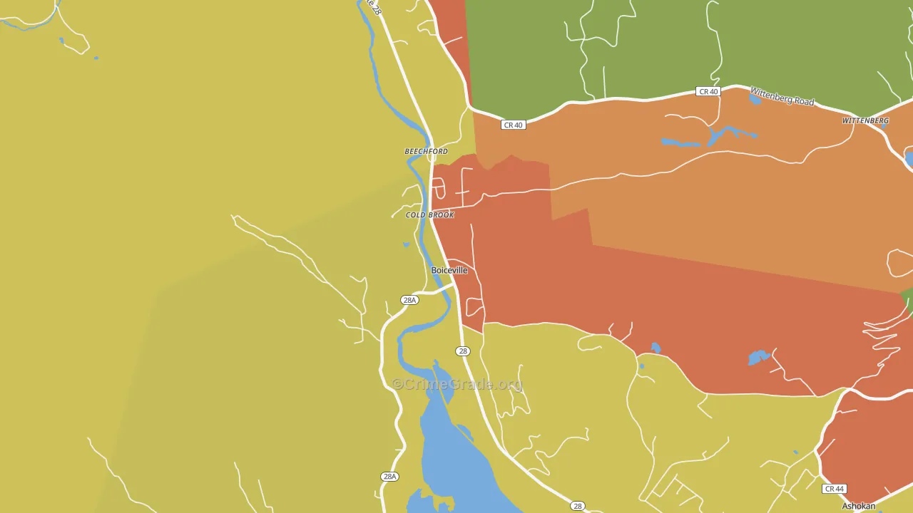 Boiceville, NY Map of Theft Rates