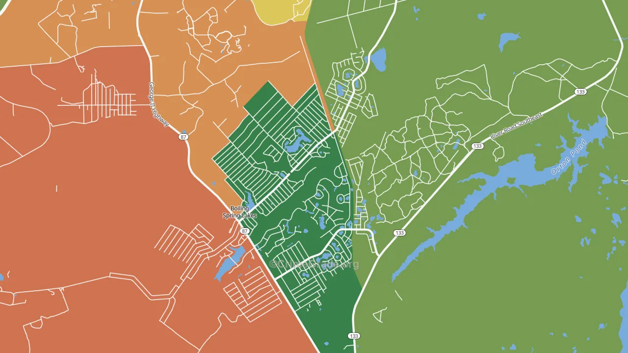 Boiling Spring Lakes, NC Map of Theft Rates