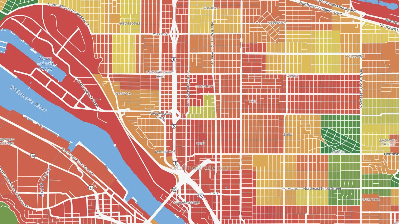 Boise, Portland, OR Map of Theft Rates