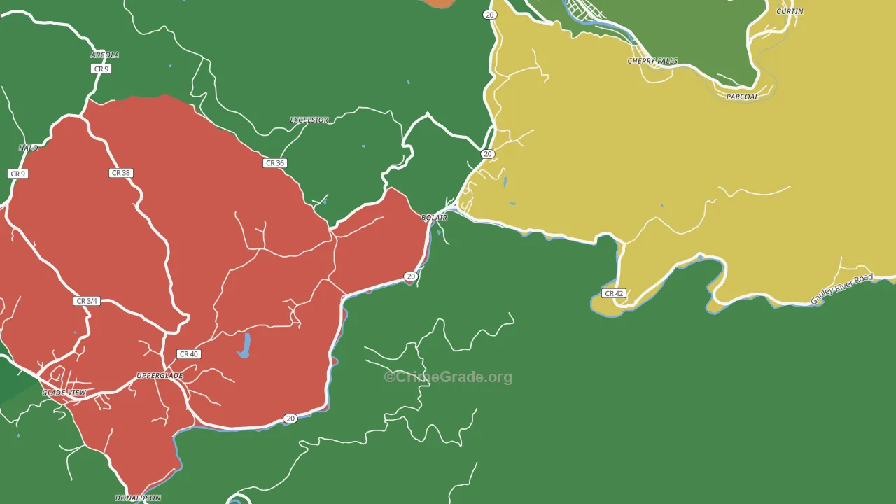 Bolair, WV Map of Theft Rates