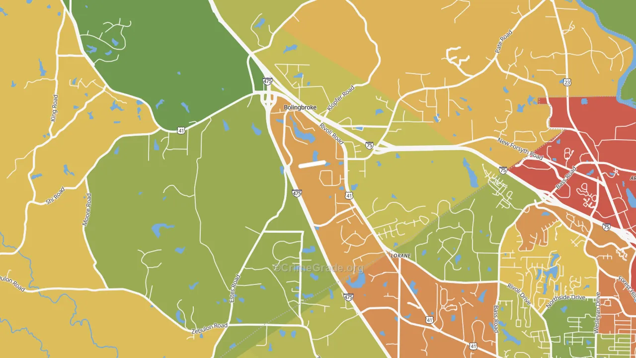 Bolingbroke, GA Map of Theft Rates