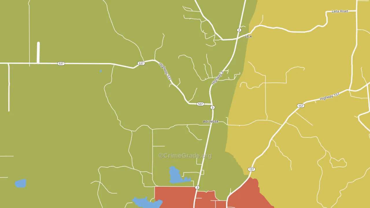 Bolinger, LA Map of Theft Rates