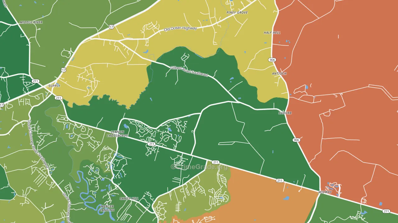 Bolivia, NC Map of Theft Rates