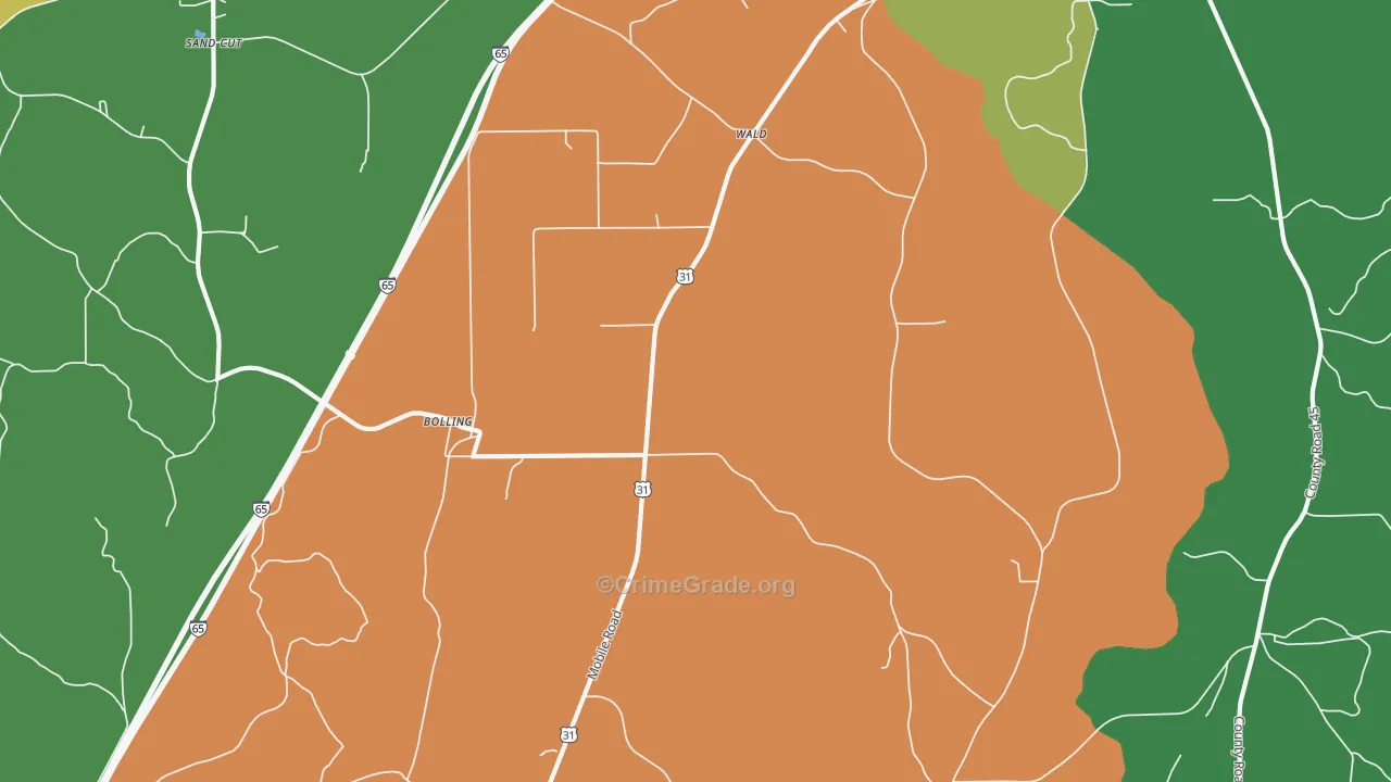 Bolling, AL Map of Theft Rates