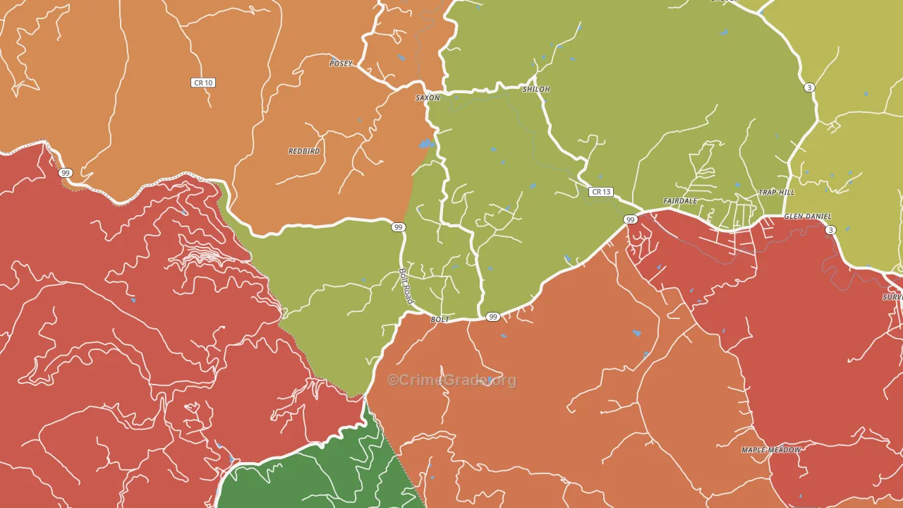 Bolt, WV Map of Theft Rates
