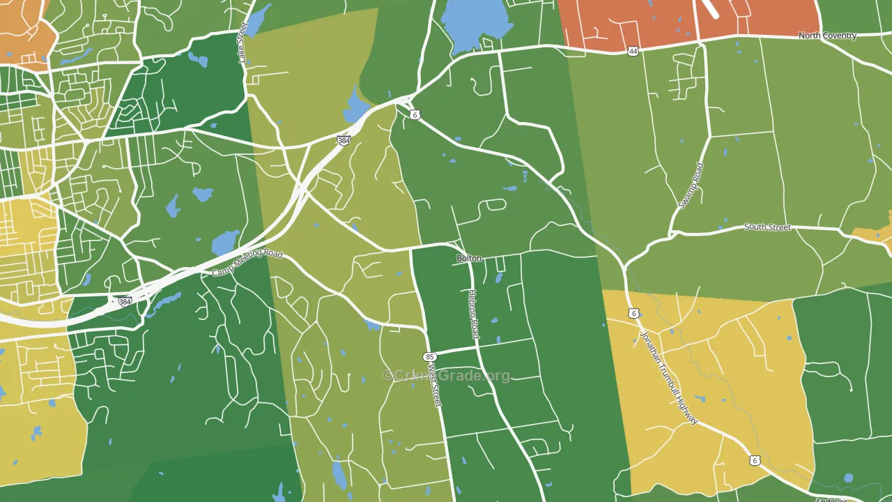 Bolton, CT Map of Theft Rates