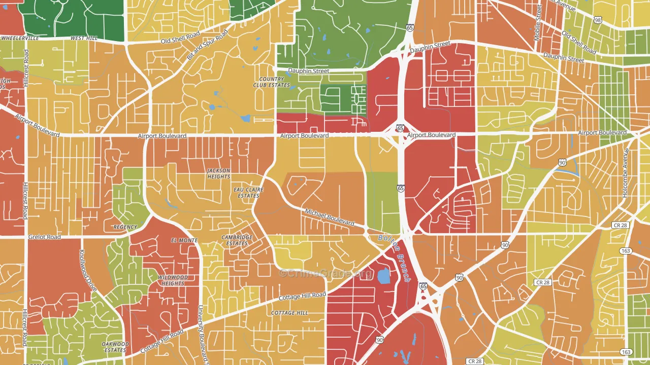 Bolton, Mobile, AL Map of Theft Rates