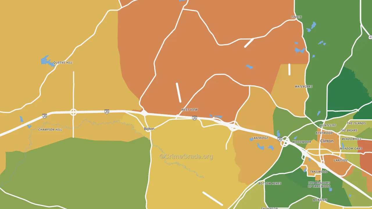 Bolton, MS Map of Theft Rates