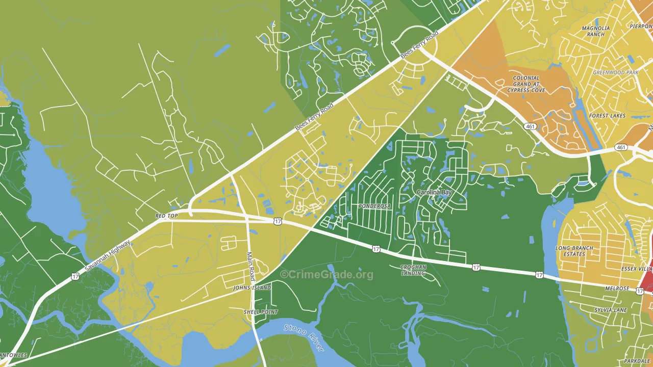 Boltons Landing, Charleston, SC Map of Theft Rates
