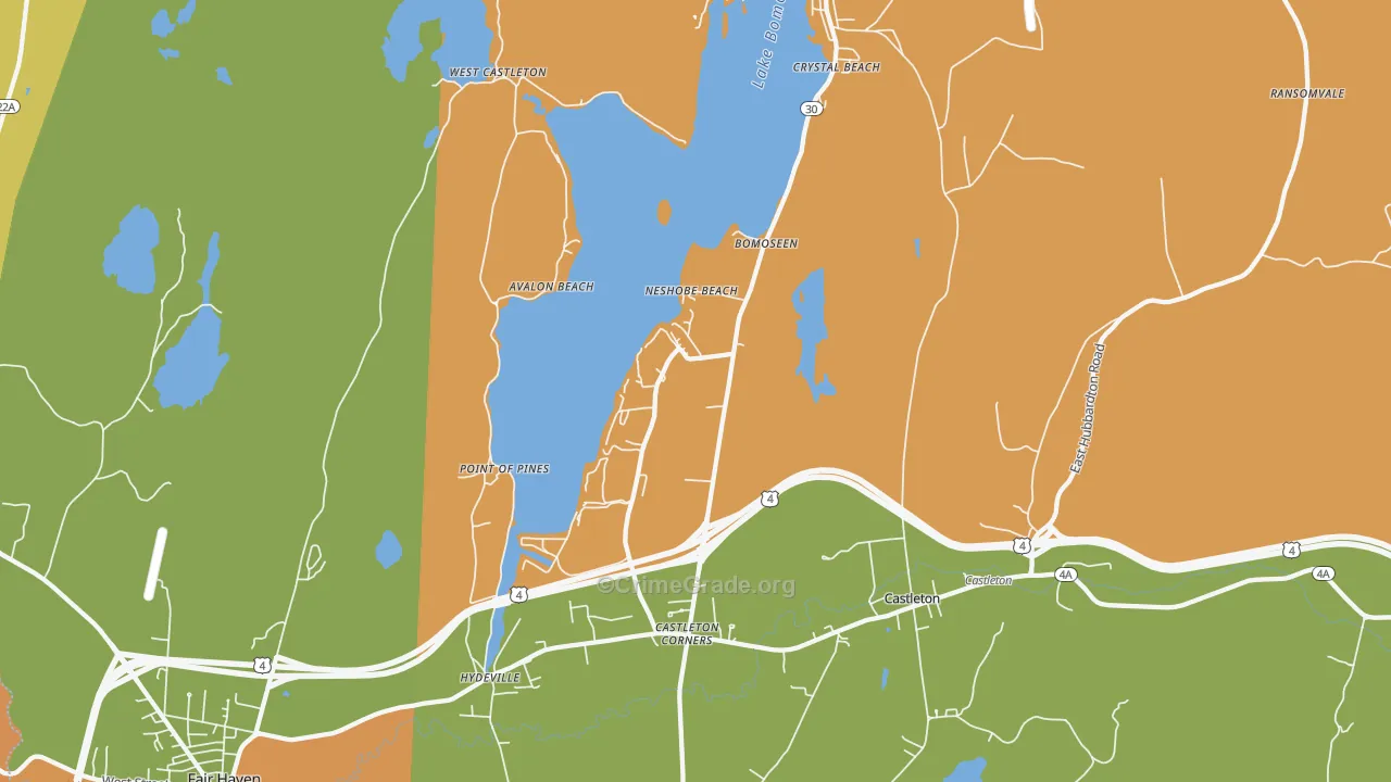 Bomoseen, VT Map of Theft Rates