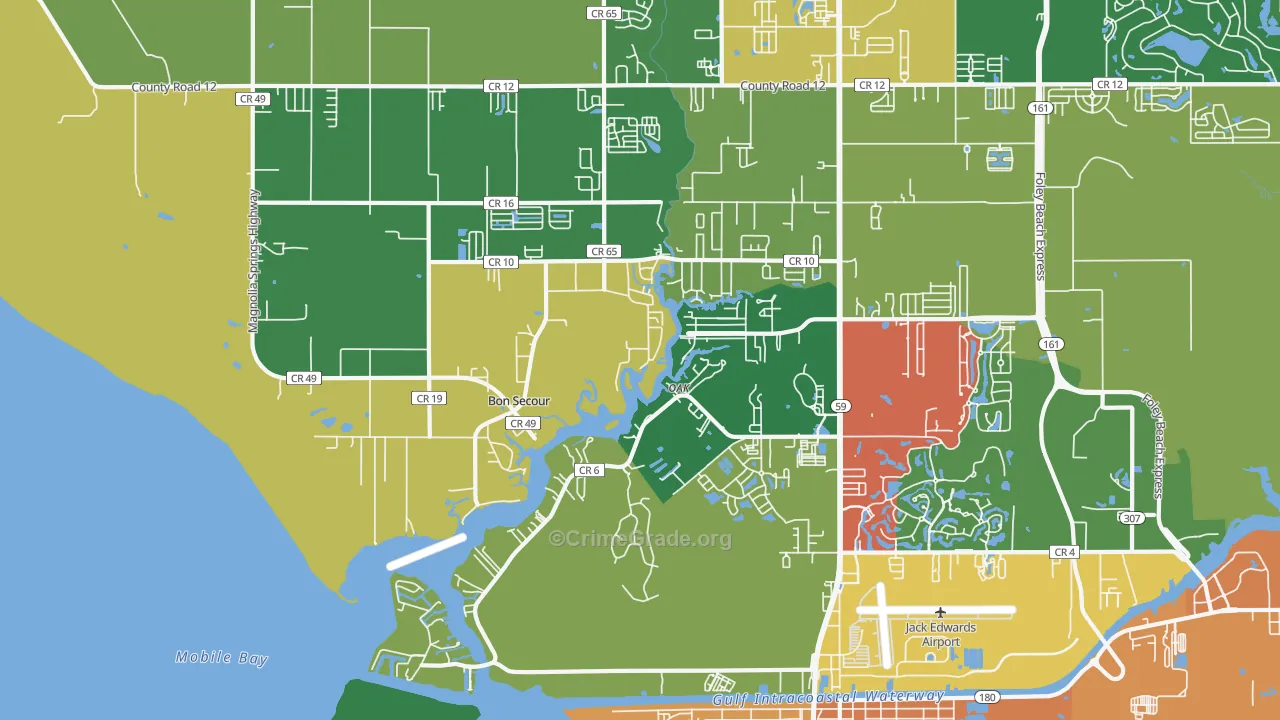 Bon Secour, AL Map of Theft Rates