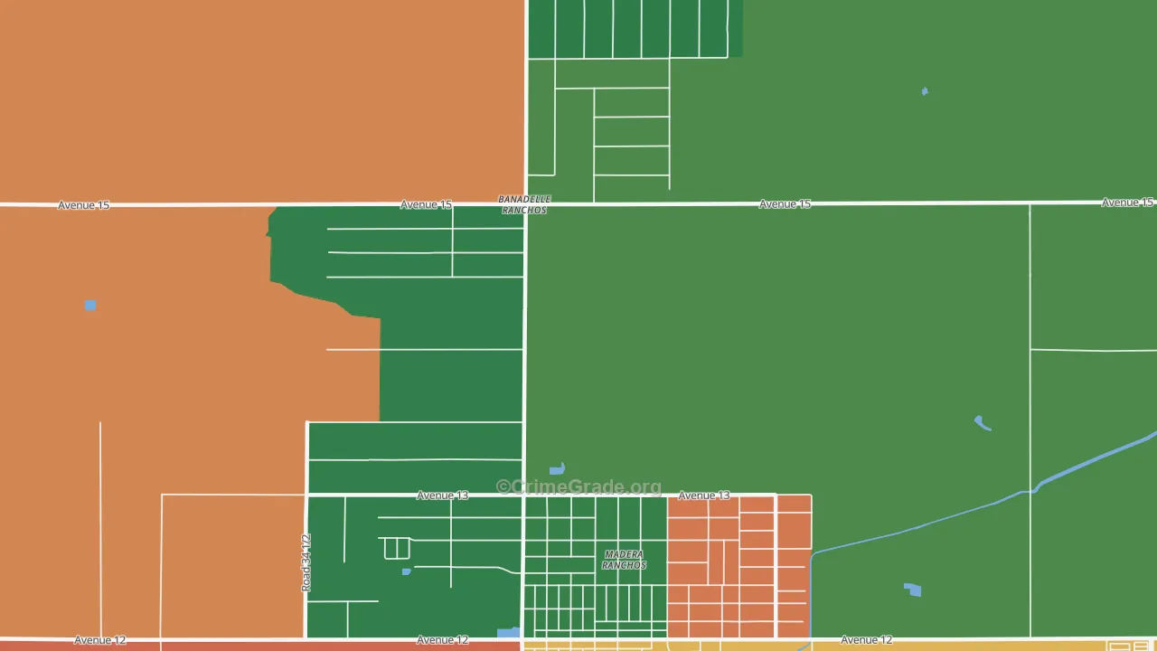 Bonadelle Ranchos-Madera Ranchos, CA Map of Theft Rates