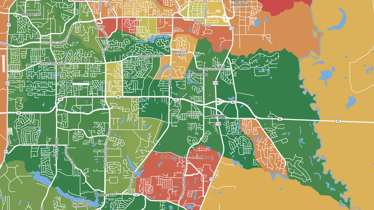Bonaire, GA Map of Theft Rates