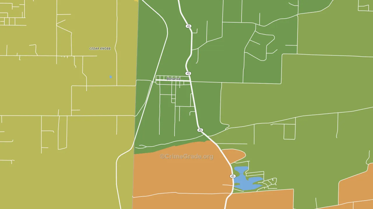 Bonanza, AR Map of Theft Rates