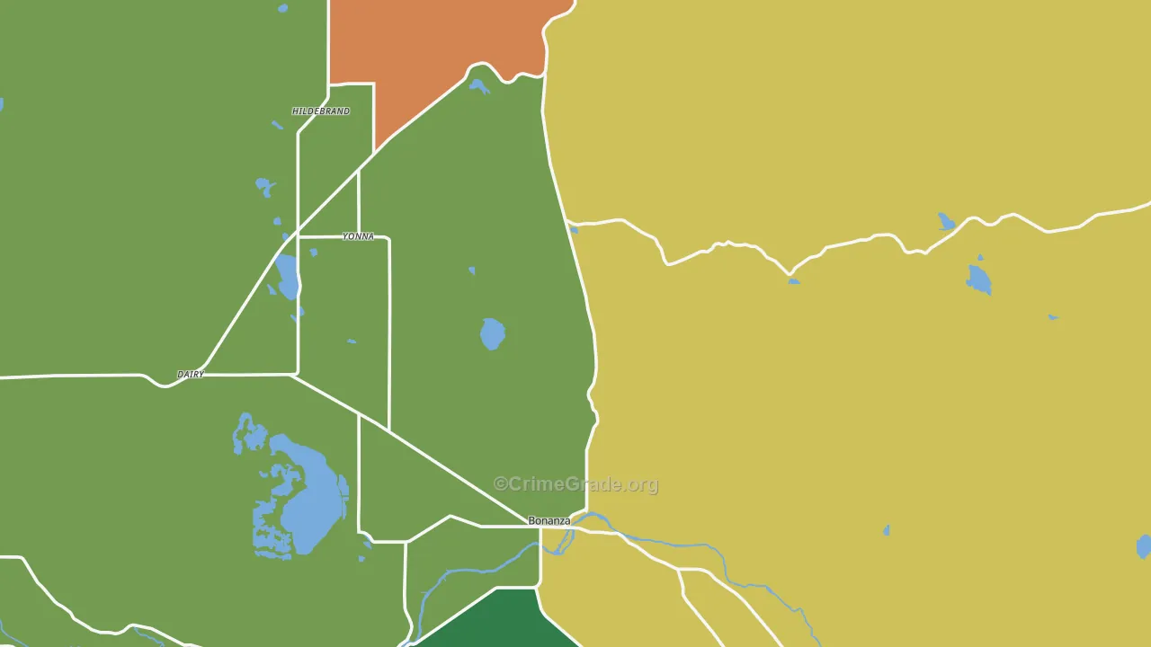 Bonanza, OR Map of Theft Rates