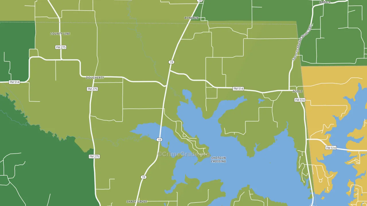 Bonanza, TX Map of Theft Rates