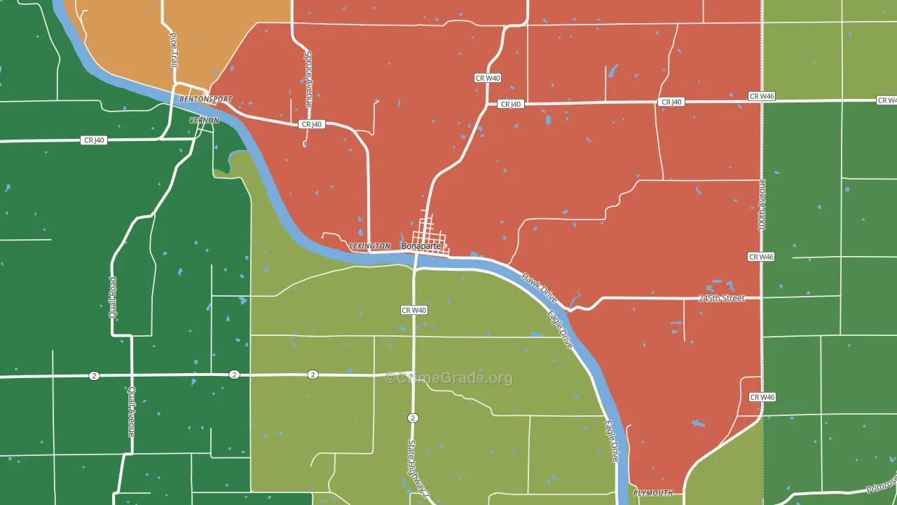 Bonaparte, IA Map of Theft Rates