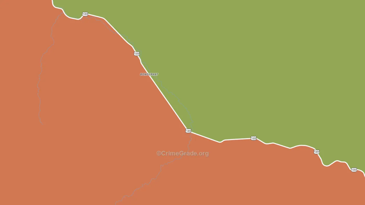 Bondurant, WY Map of Theft Rates