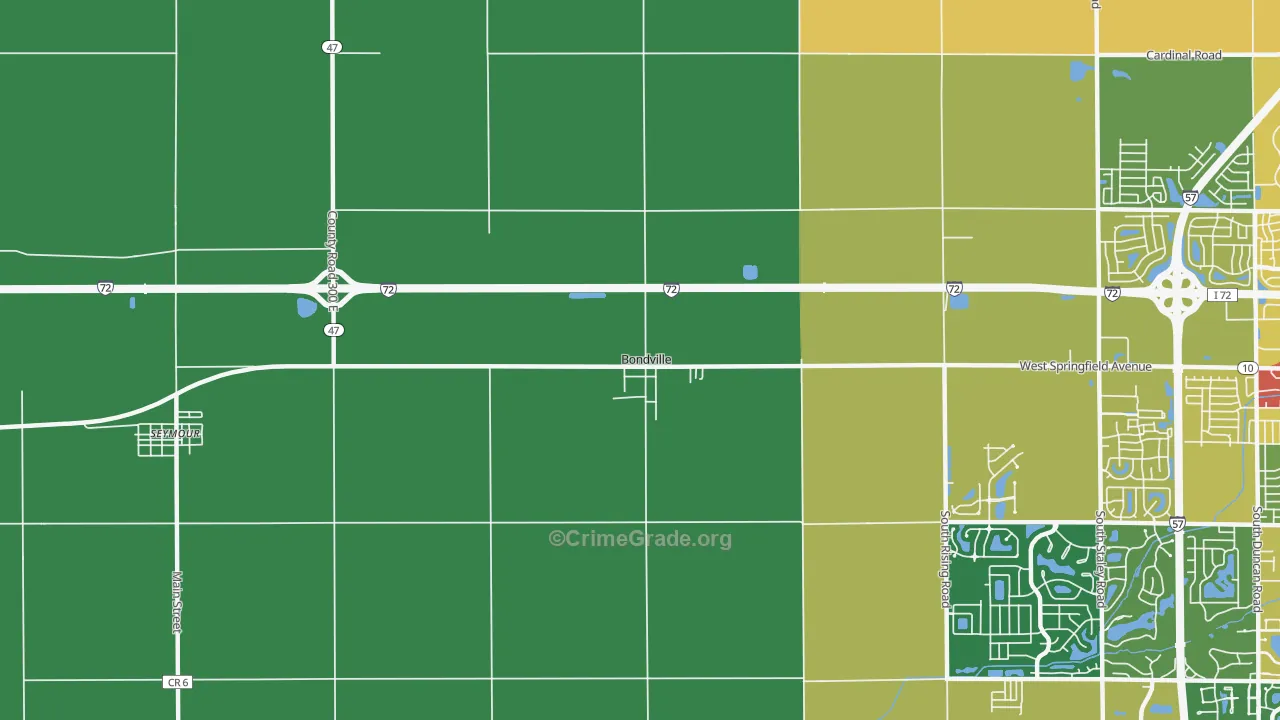 Bondville, IL Map of Theft Rates