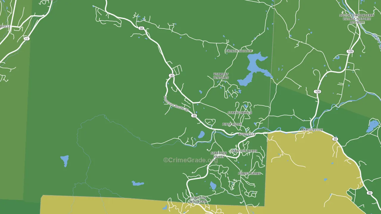Bondville, VT Map of Theft Rates