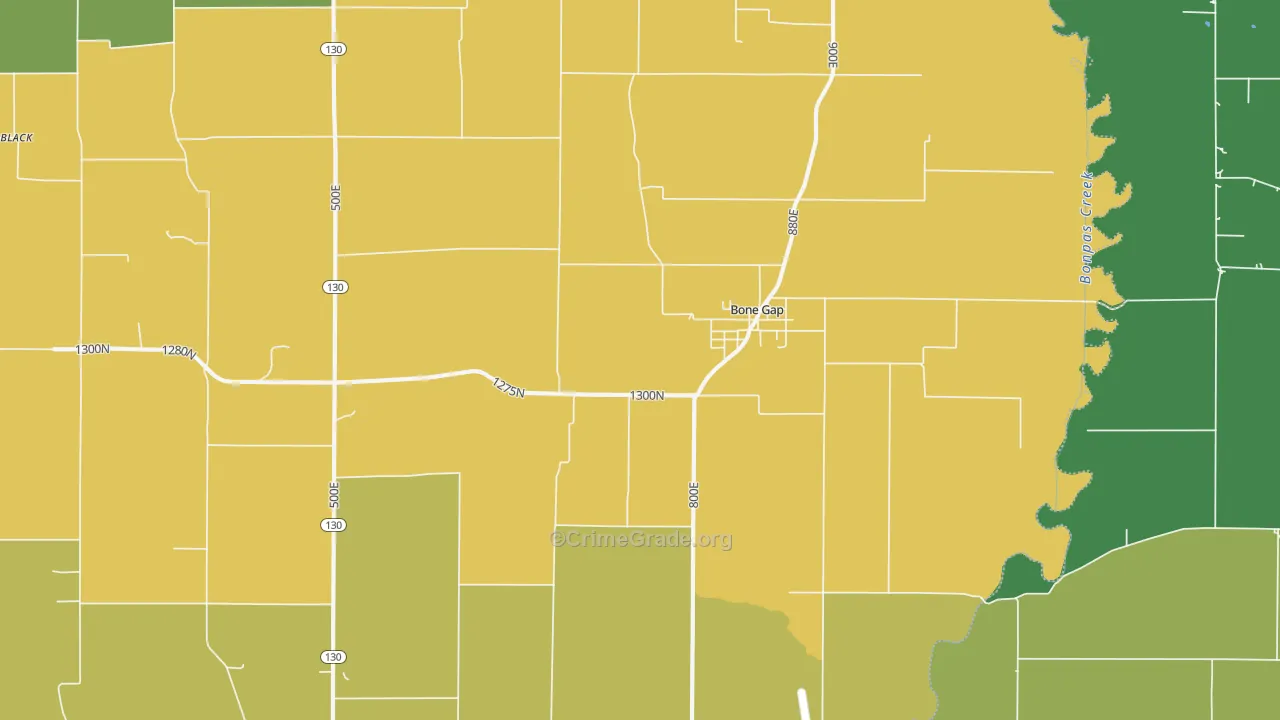 Bone Gap, IL Map of Theft Rates